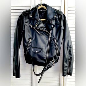 Zara Women’s Leather Biker Jacket